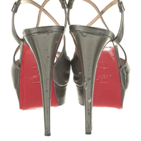 Elegant Daffodile Christian Louboutin leather Silver mini platform Heels, IT38.5 - Picture 4 of 6